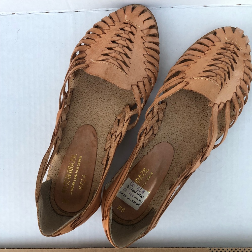 Vintage woven leather huarache loafers shoes flats  sz 9